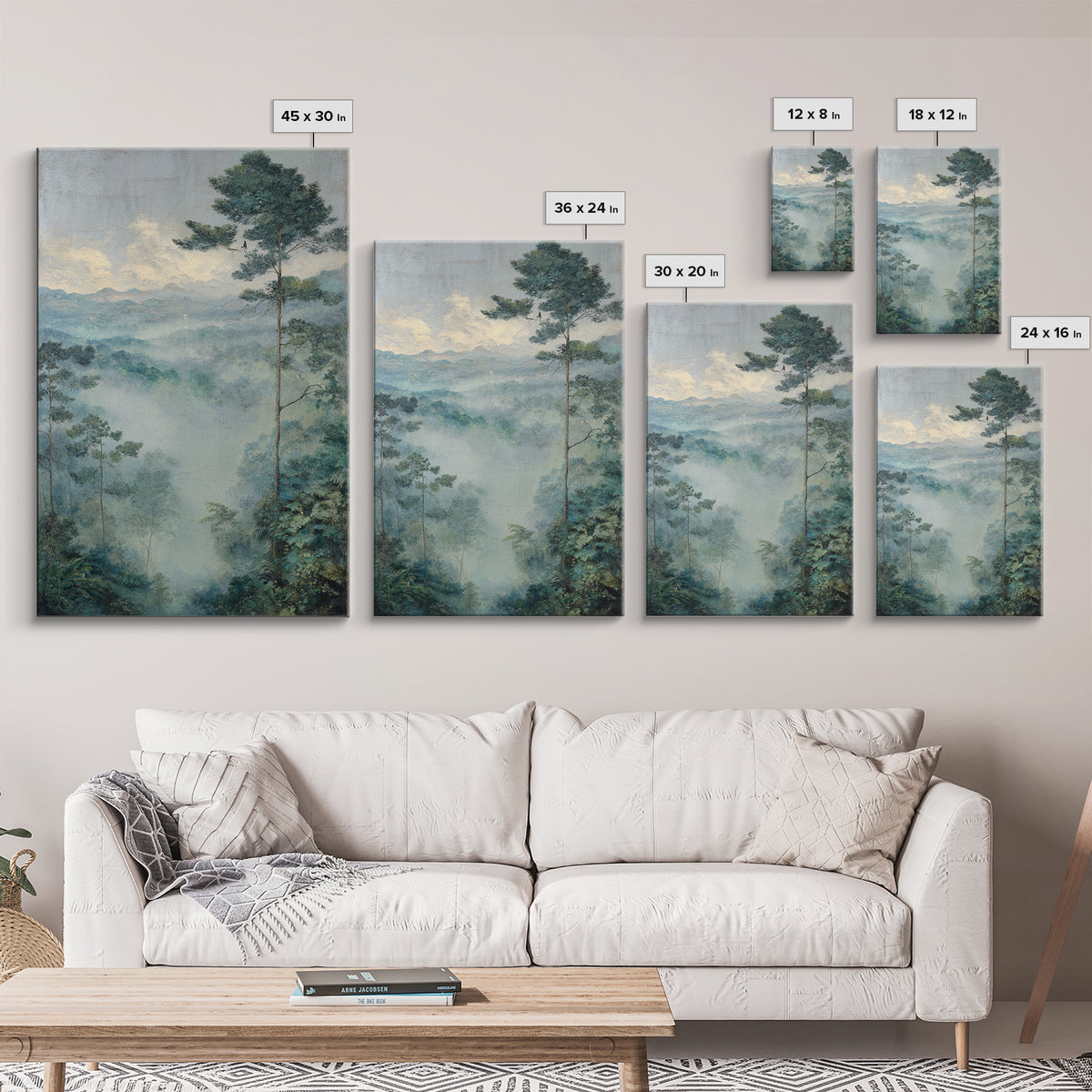 Tropical Jungle Waterfall Canvas Print, Landscape Art, Digital Art, Living Room Decor, Fine Art, Horizon, Boho Wall Art, LAN-2x3-72