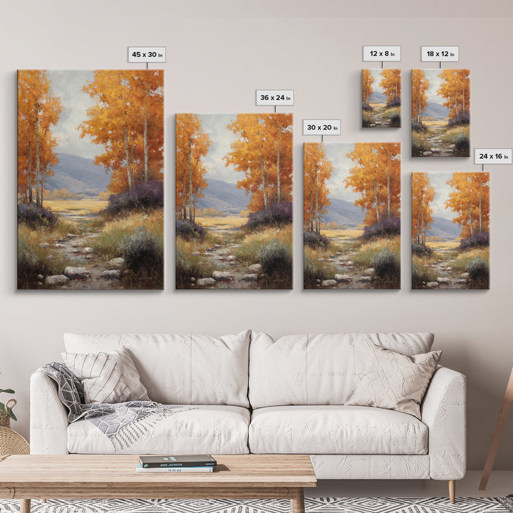 Autumn Forest Path Framed Canvas Print, Landscape Art, Wall Art Print, Living Room Decor, Fine Art, Horizon, Boho Decor, LAN-2x3-89