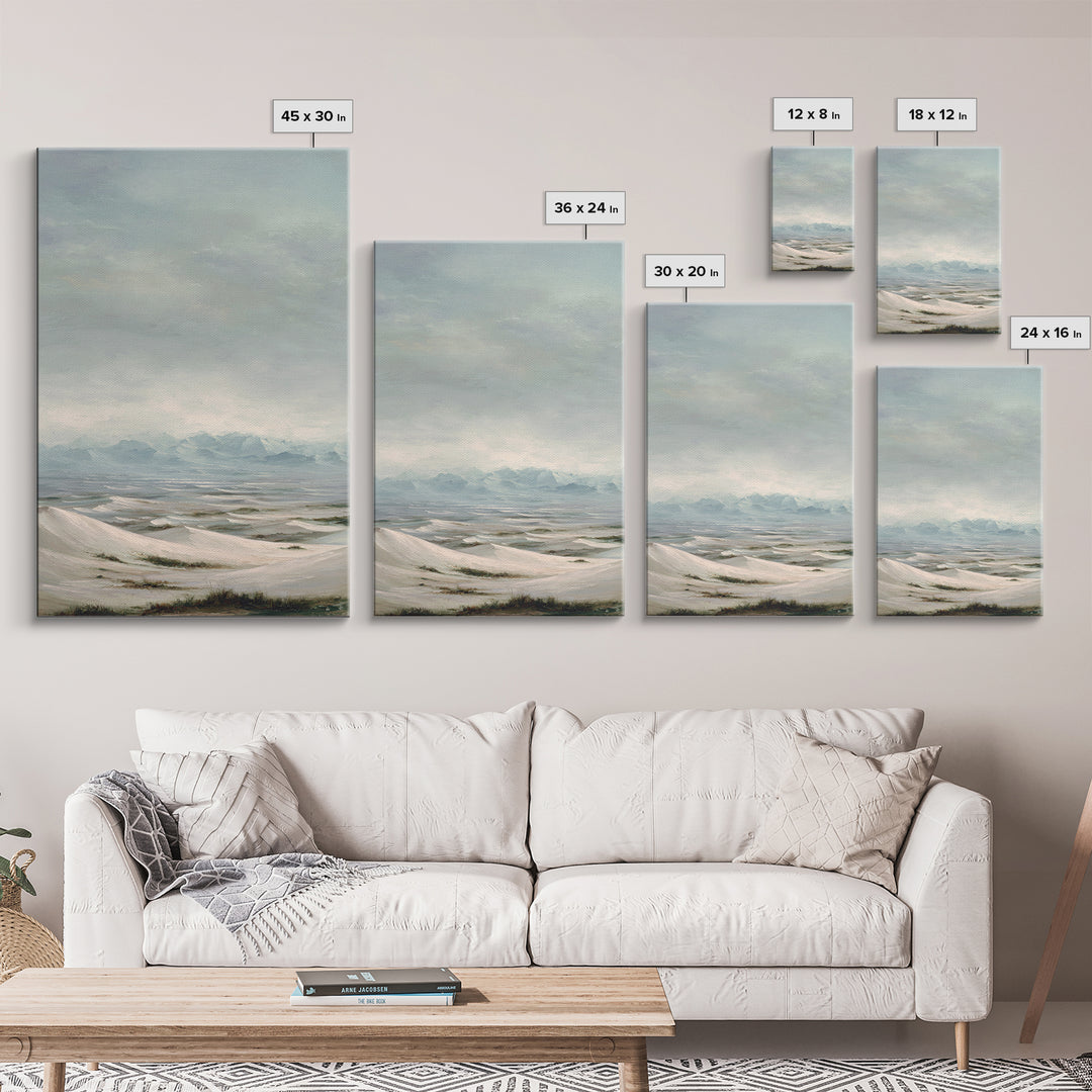 Desert Dunes under Pale Moon Canvas Print, Landscape Art, Set of 3 Prints, Living Room Decor, Fine Art, Horizon, LAN-2x3-91