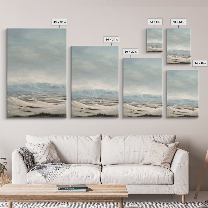 Desert Dunes under Pale Moon Canvas Print, Landscape Art, Set of 3 Prints, Living Room Decor, Fine Art, Horizon, LAN-2x3-91