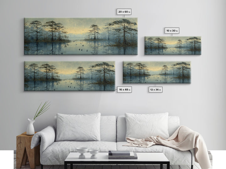 Misty Cypress Swamp Canvas Print, Landscape Art, Modern Decor, Living Room Decor, Fine Art, Horizon, Wall Decor, Digital Prints, LAN-3x1-14
