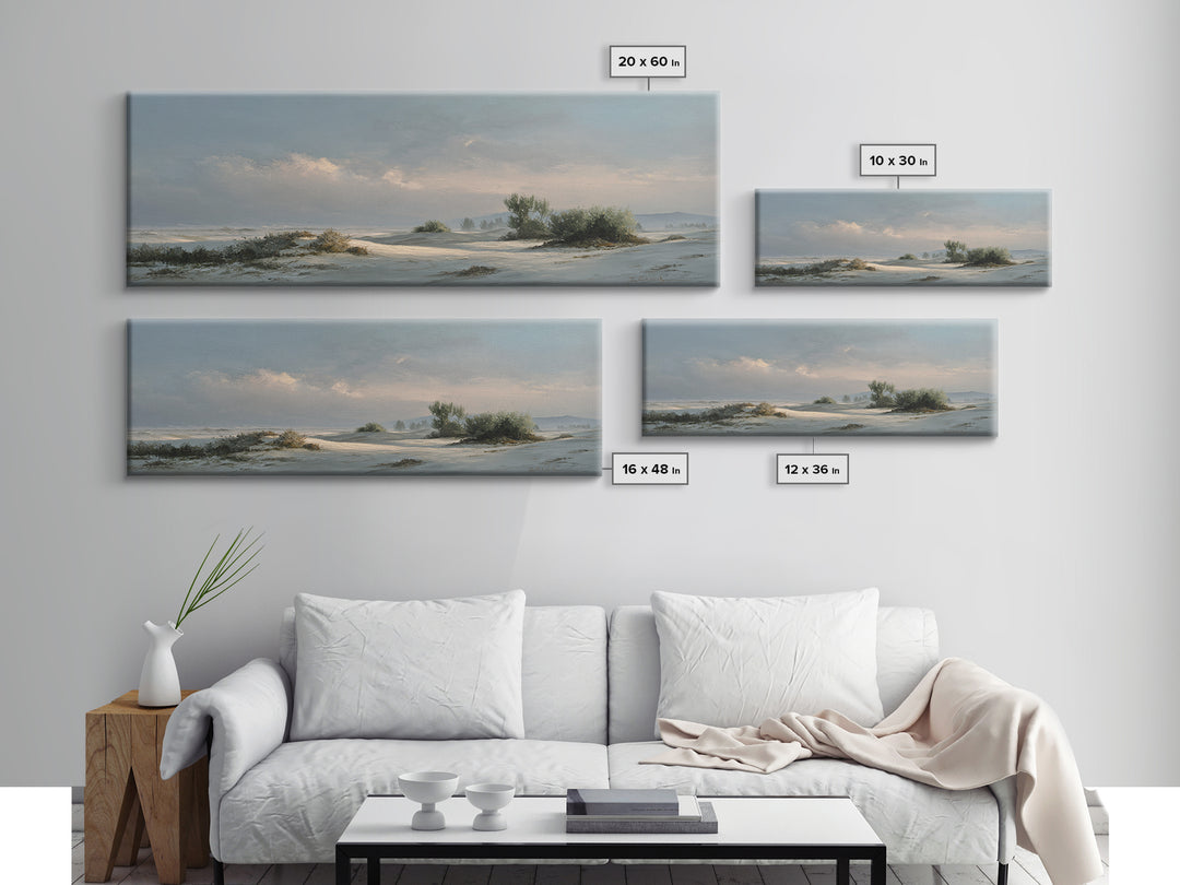 Desert Dunes under Pale Moon Canvas Print, Landscape Art, Fine Art Print, Living Room Decor, Fine Art, Horizon, Digital Prints, LAN-3x1-3