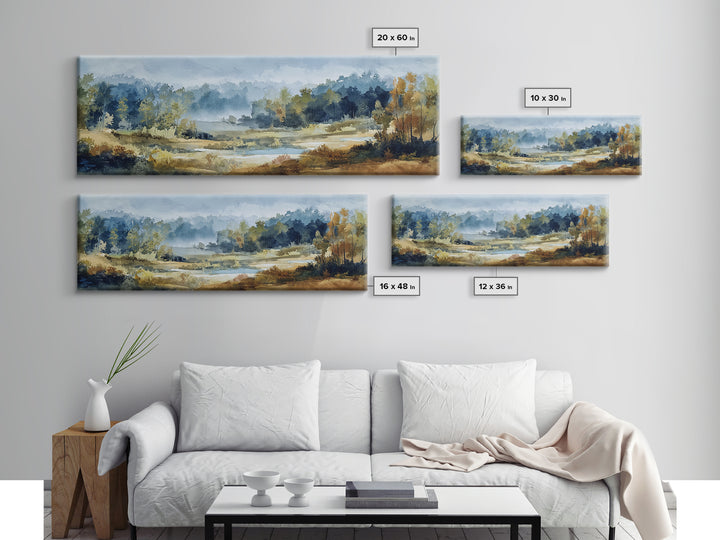 Waterfall Hidden in Dense Forest Canvas Print, Landscape Art, Wall Art Print, Living Room Decor, Fine Art, Horizon, Boho Decor, LAN-3x1-4