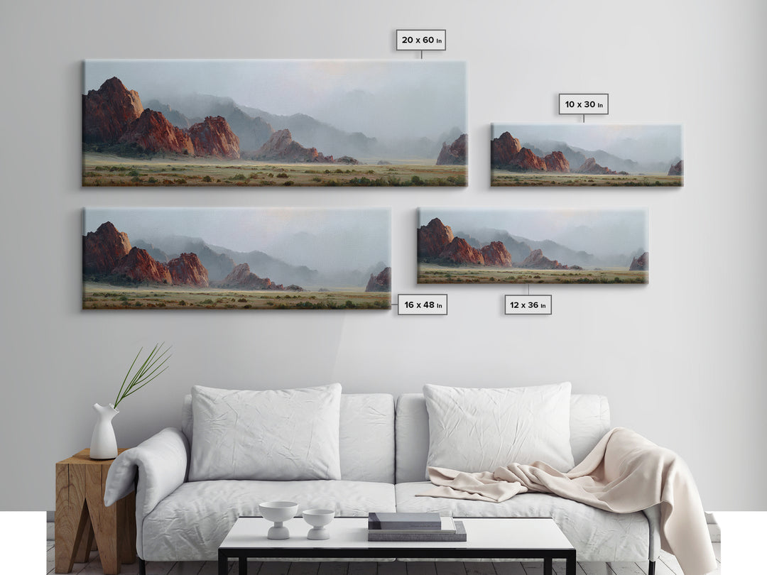 Red Canyon Walls Framed Canvas Print, Landscape Art, Gallery Decor, Living Room Decor, Fine Art, Horizon, Wall Art, Home Decor, LAN-3x1-69