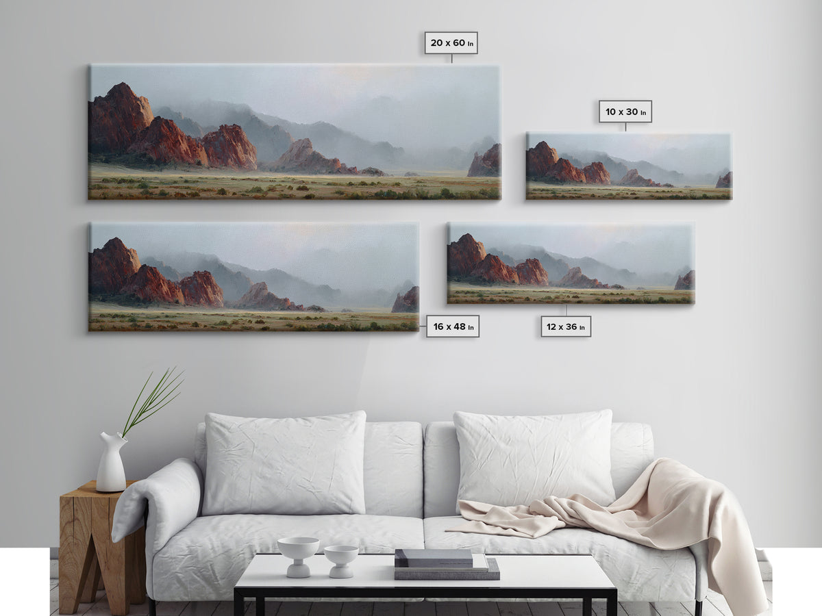 Red Canyon Walls Framed Canvas Print, Landscape Art, Gallery Decor, Living Room Decor, Fine Art, Horizon, Wall Art, Home Decor, LAN-3x1-69