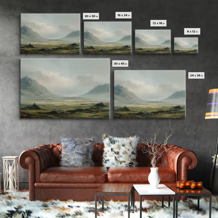 Rocky Scottish Highland Framed Canvas Print, Landscape Art, Gallery Decor, Living Room Decor, Fine Art, Horizon, Wall Art, LAN-3x2-69