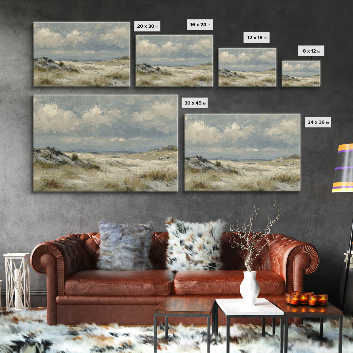 Storm Clouds over an Open Prairie Framed Canvas Print, Landscape Art, Original Art, Living Room Decor, Fine Art, Horizon, LAN-3x2-7