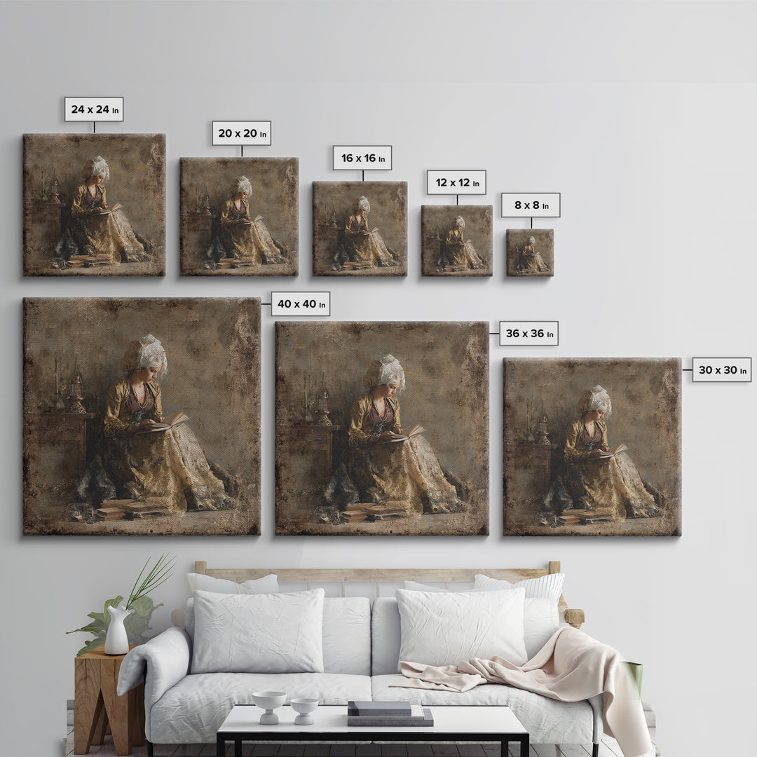 Renaissance Reading Figure Framed Canvas Print, Library Art, Gothic Wall Decor, Library Decor, Fine Art, Archive, LIB-1x1-71
