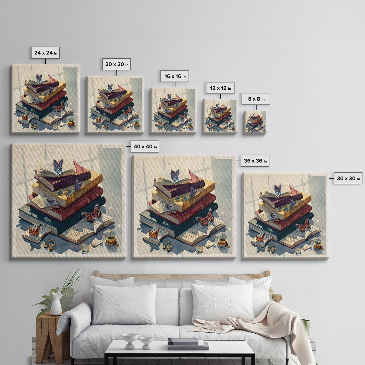 Book Pages Transforming into Butterflies Canvas Print, Library Art, Room Decor, Library Decor, Fine Art, Archive, Printable Art, LIB-1x1-91