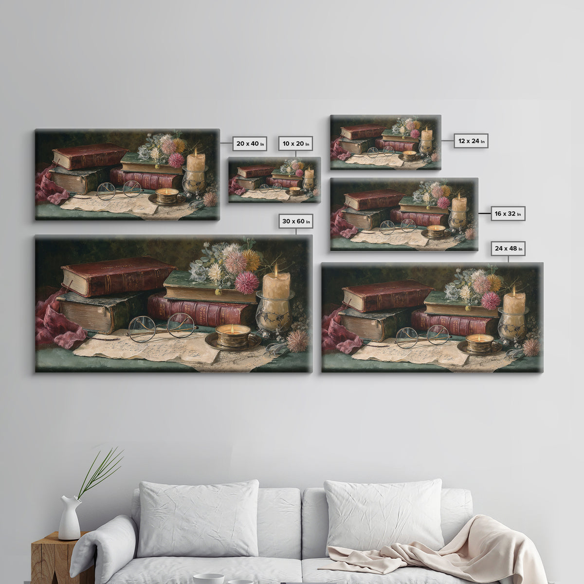 Antique Spectacles on a Manuscript Framed Canvas Print, Library Art, Fine Art Print, Library Decor, Fine Art, Archive, LIB-2x1-16