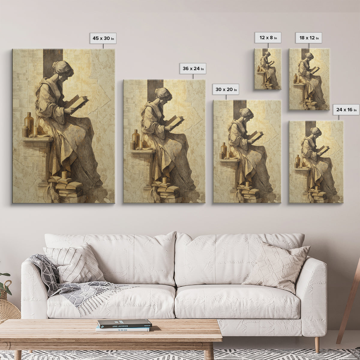 Renaissance Reading Figure Framed Canvas Print, Library Art, Printable Art, Library Decor, Fine Art, Archive, Bookish Decor, LIB-2x3-55