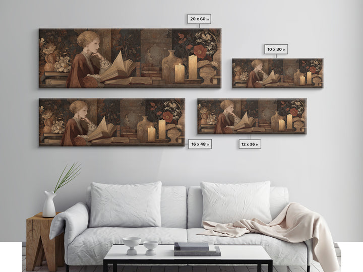 Renaissance Reading Figure Framed Canvas Print, Library Art, Gallery Decor, Library Decor, Fine Art, Archive, Wall Art, LIB-3x1-15