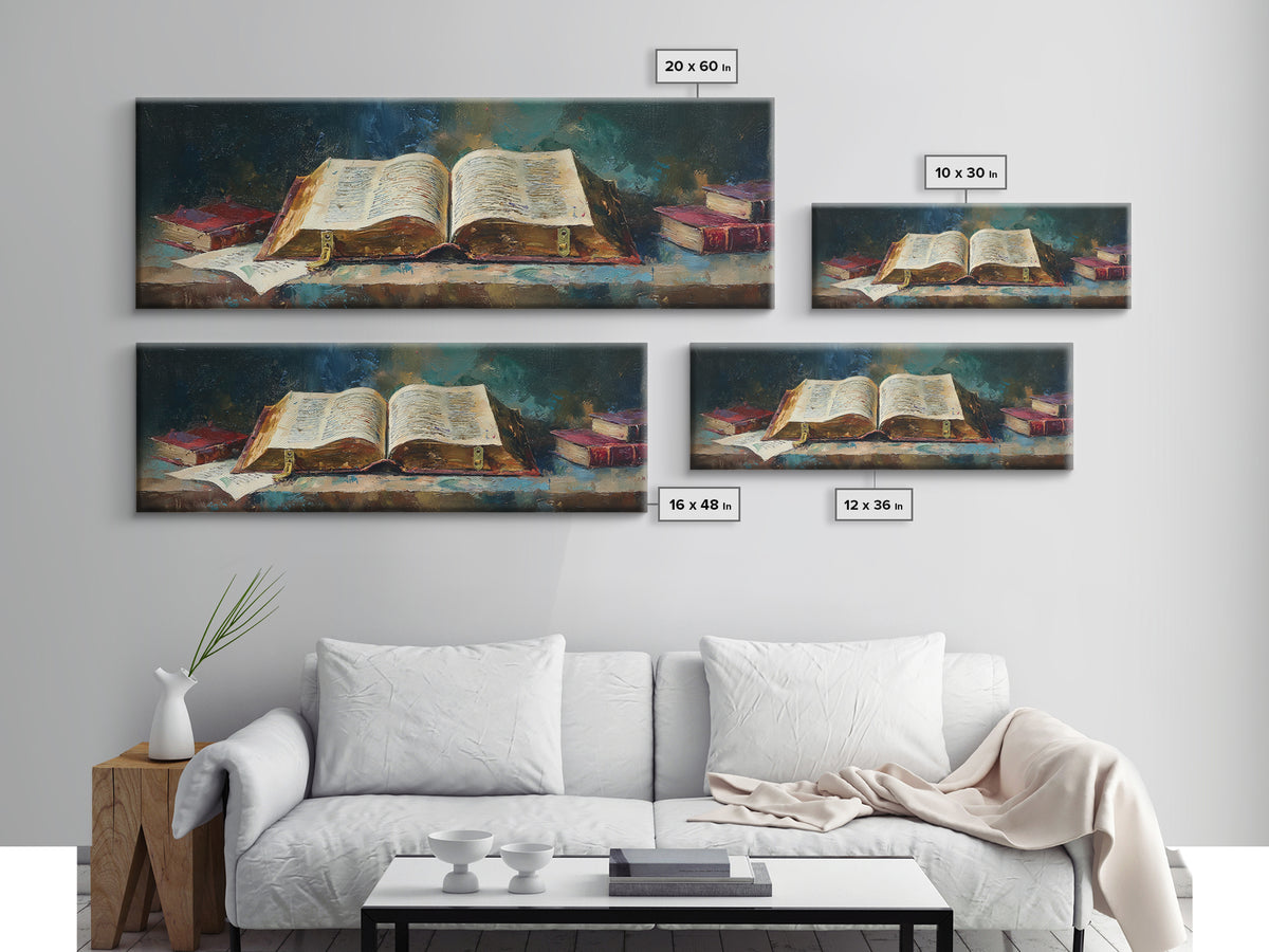 Ancient Book with Brass Clasps Canvas Print, Library Art, Book Art, Library Decor, Oil Painting, Archive, Fine Art Print, LIB-3x1-29