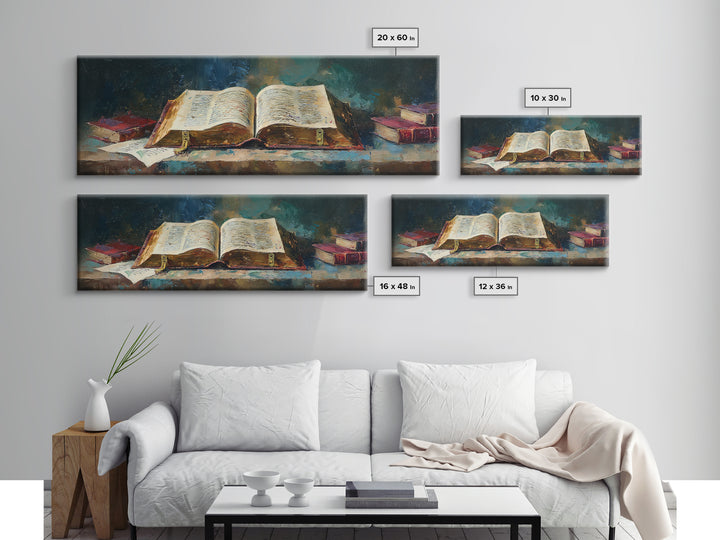 Ancient Book with Brass Clasps Canvas Print, Library Art, Book Art, Library Decor, Oil Painting, Archive, Fine Art Print, LIB-3x1-29