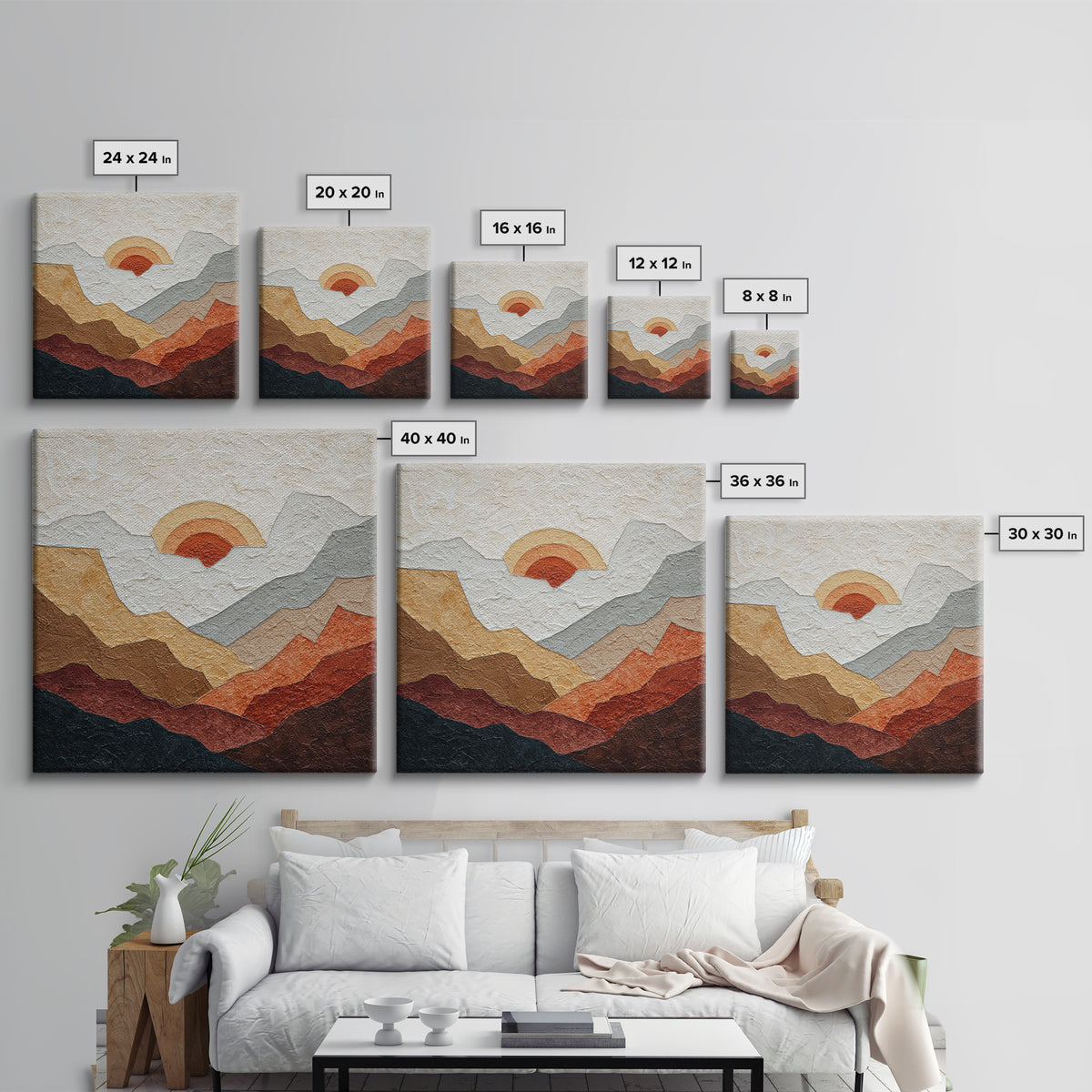 Black Line Mountains Canvas Print, Line Art, Minimalist Art, Living Room Decor, Fine Art, Line, Minimalist Decor, LIN-1x1-10