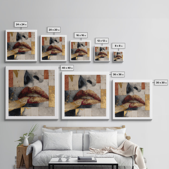 Abstract Lips and Hand Fashion Sketch Canvas Print, Line Art, Living Room Art, Living Room Decor, Abstract Art, Line, LIN-1x1-18