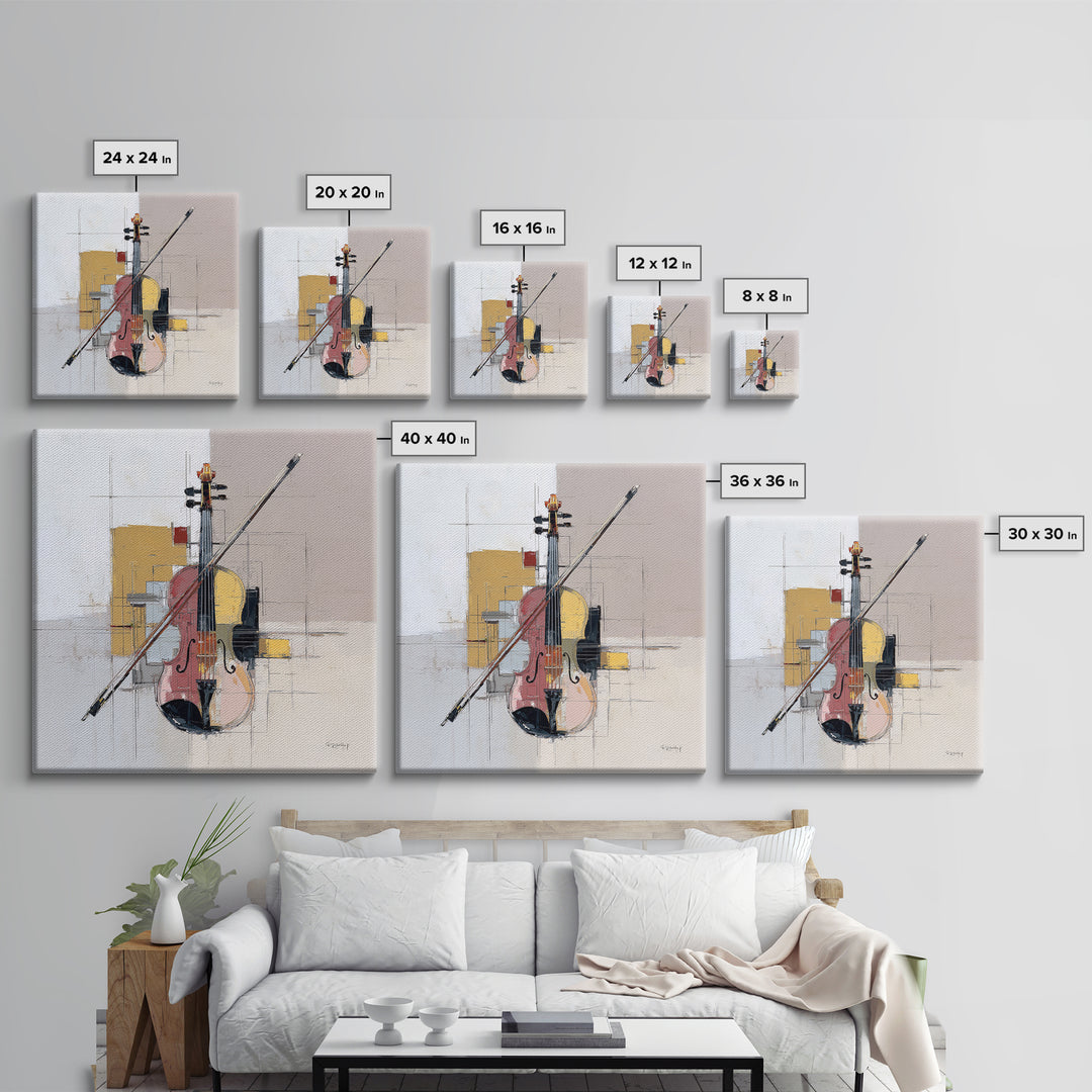 Single Line Violin and Bow Canvas Print, Line Art, Wall Art Print, Living Room Decor, Abstract Art, Line, Gallery Wall Set, LIN-1x1-23