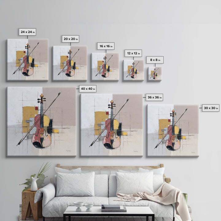 Single Line Violin and Bow Canvas Print, Line Art, Wall Art Print, Living Room Decor, Abstract Art, Line, Gallery Wall Set, LIN-1x1-23