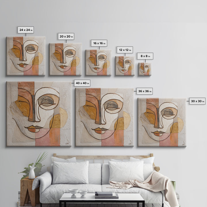 Continuous Line Female Face Canvas Print, Line Art, Art, Living Room Decor, Oil Painting, Line, Boho Wall Decor, Boho Decor, LIN-1x1-25