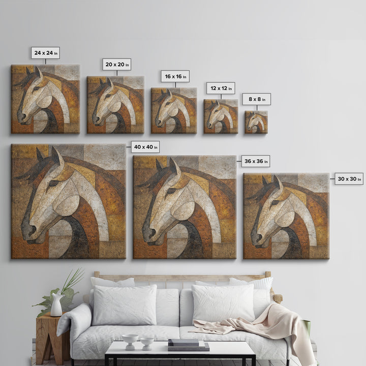Abstract Horse Formed from Graceful Contour Framed Canvas Print, Line Art, Printable Wall Art, Living Room Decor, Line, LIN-1x1-28