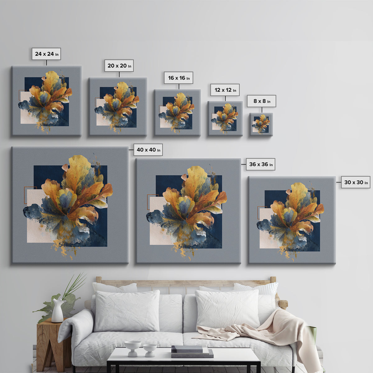 Face and Flower Blended into One Contour Framed Canvas Print, Line Art, Gallery Decor, Living Room Decor, Fine Art, Line, LIN-1x1-32