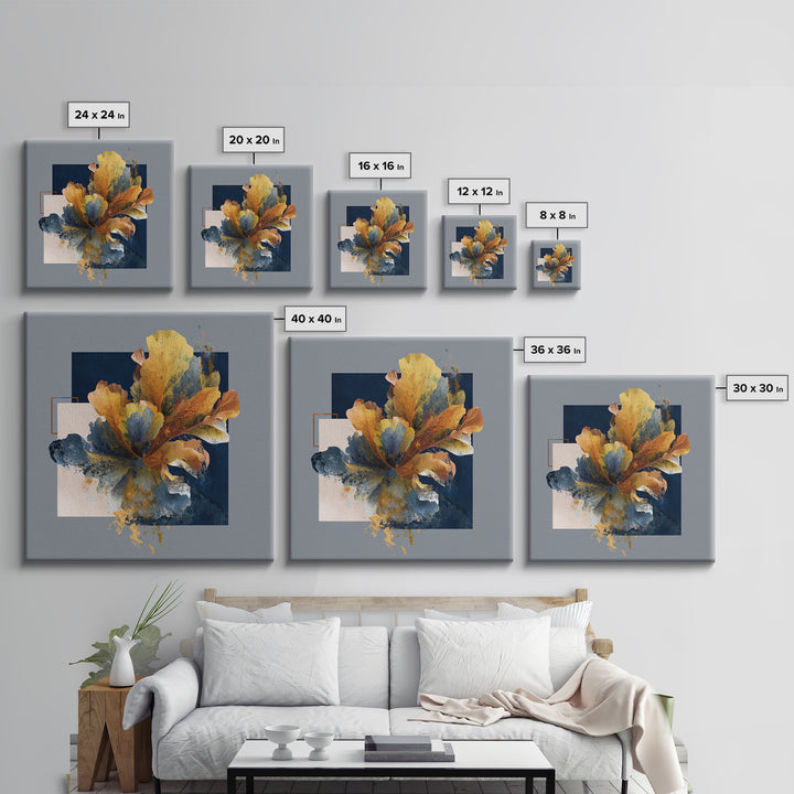 Face and Flower Blended into One Contour Framed Canvas Print, Line Art, Gallery Decor, Living Room Decor, Fine Art, Line, LIN-1x1-32