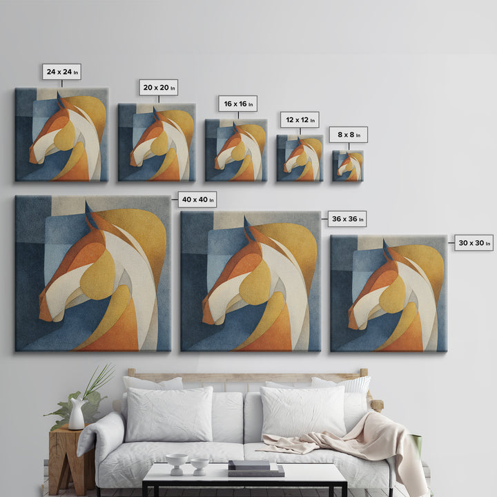 Abstract Horse Formed from Graceful Contour Canvas Print, Line Art, Living Room Art, Living Room Decor, Abstract Art, Line, LIN-1x1-76