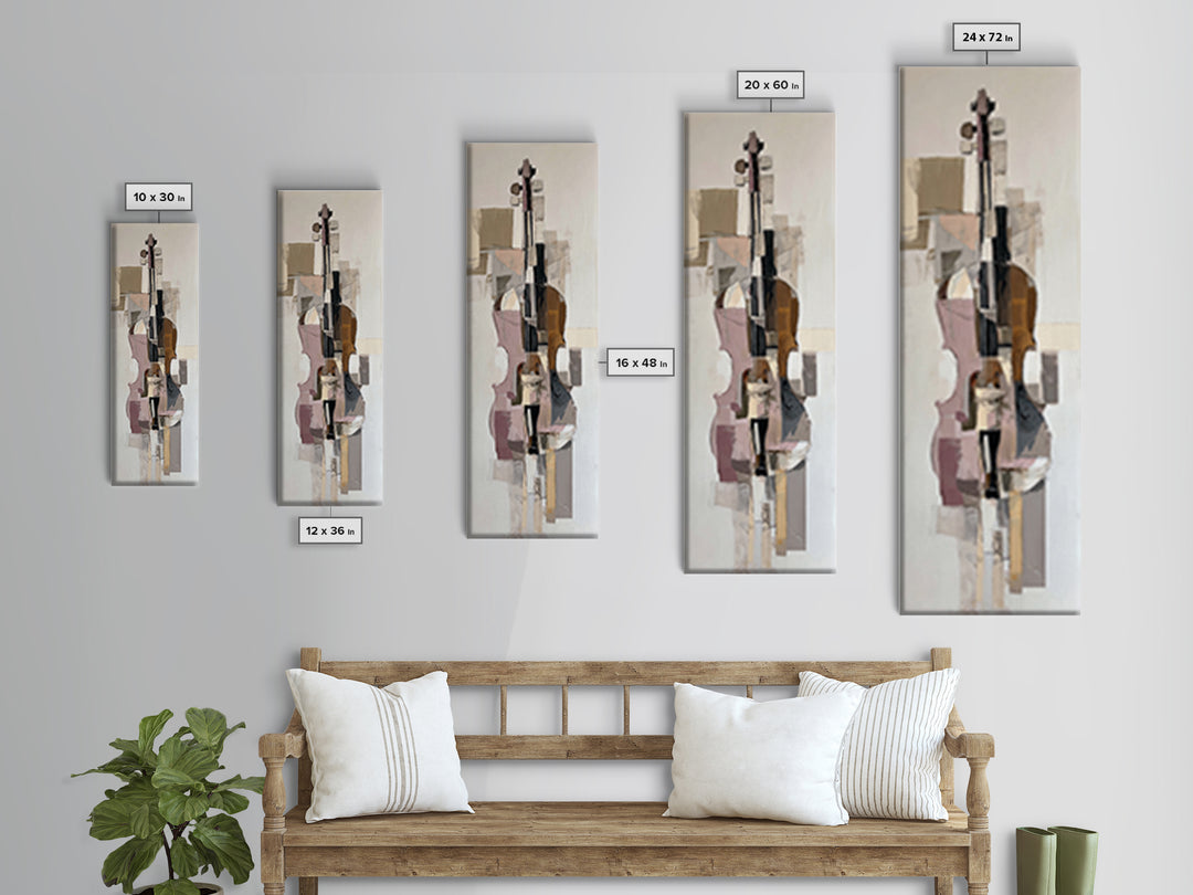 Single Line Violin and Bow Canvas Print, Line Art, Minimalist Wall Art, Living Room Decor, Fine Art, Line, Fine Art Print, LIN-1x3-11