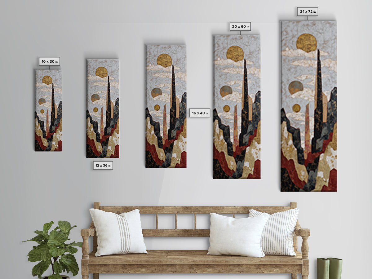 Black Line Mountains Canvas Print, Line Art, Neutral Decor, Living Room Decor, Oil Painting, Line, Wall Decor, Custom Portrait, LIN-1x3-22