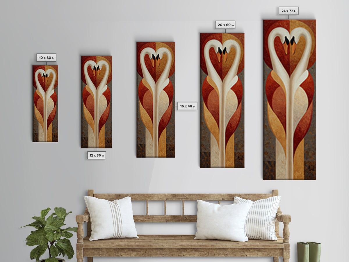 Two Swans Forming a Heart Shape Canvas Print, Line Art, Wall Art Print, Living Room Decor, Abstract Art, Line, Gallery Wall Set, LIN-1x3-28