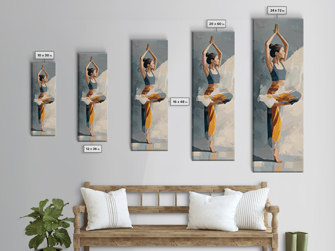 Single Line Yoga Pose Framed Canvas Print, Line Art, Decor, Living Room Decor, Abstract Art, Line, Living Room Wall Art, LIN-1x3-29