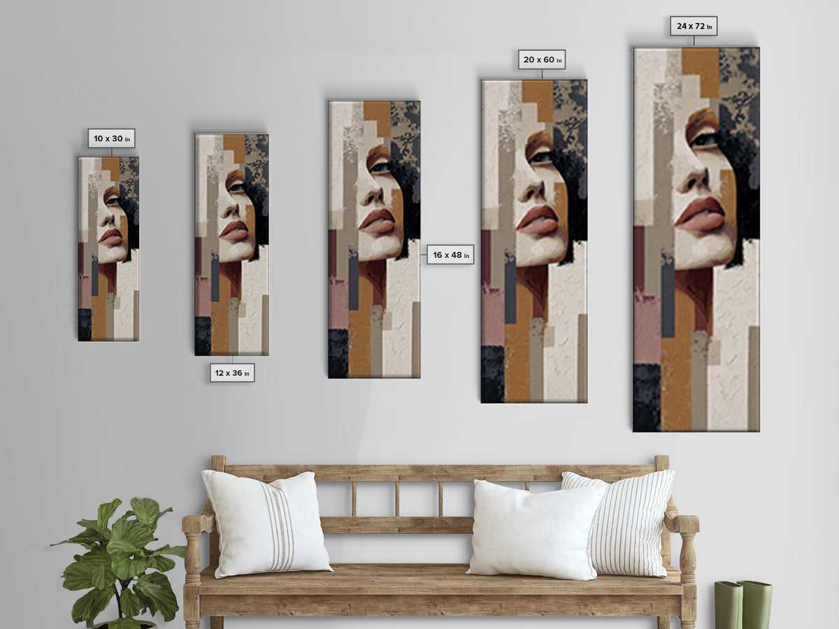 Abstract Lips and Hand Fashion Sketch Framed Canvas Print, Line Art, Statement Artwork, Living Room Decor, Abstract Art, Line, LIN-1x3-30