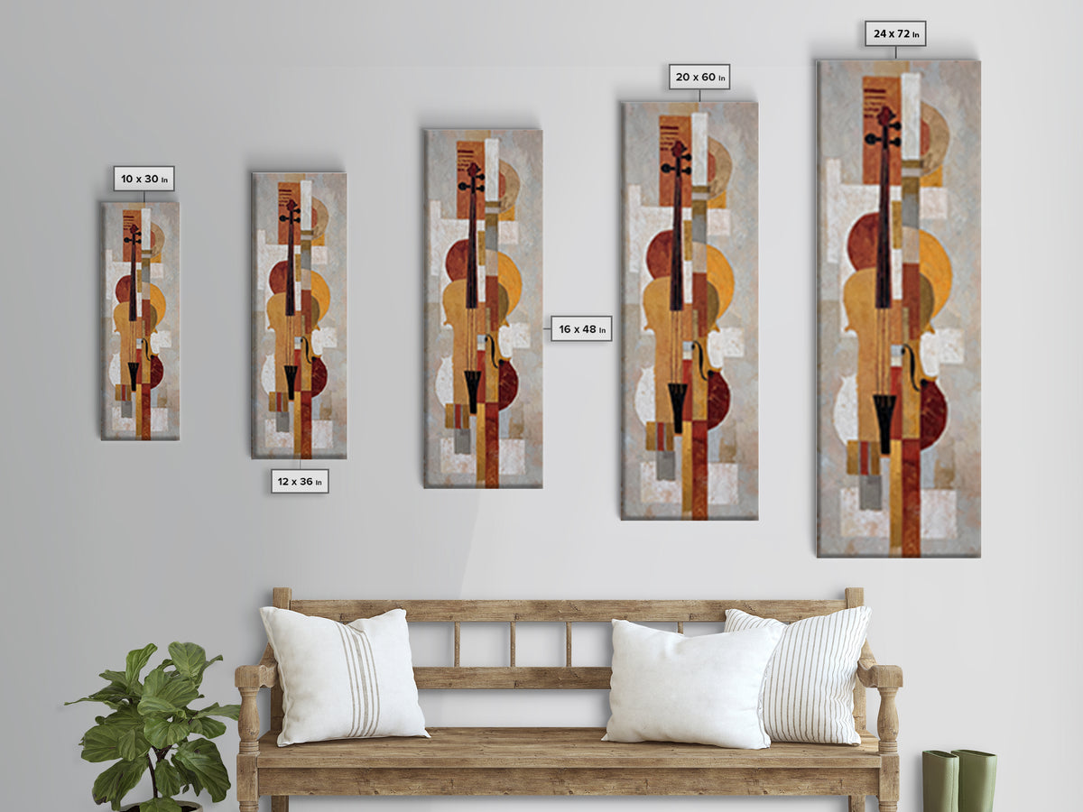 Single Line Violin and Bow Canvas Print, Line Art, Fine Art Print, Living Room Decor, Fine Art, Line, Custom Portrait, LIN-1x3-59