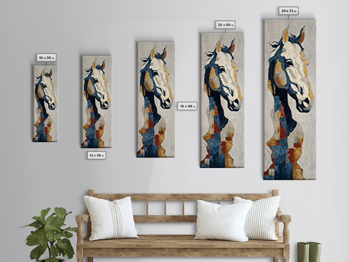 Abstract Horse Formed from Graceful Contour Framed Canvas Print, Line Art, Black and White Art, Living Room Decor, Abstract Art, LIN-1x3-64