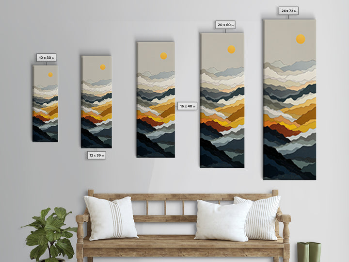 Black Line Mountains Framed Canvas Print, Line Art, Room Decor, Living Room Decor, Fine Art, Line, Digital Wall Art, Canvas Art, LIN-1x3-70