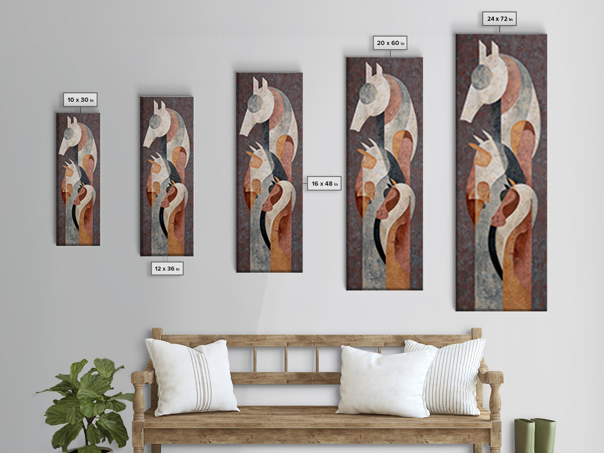 Abstract Horse Formed from Graceful Contour Canvas Print, Line Art, Fine Art Print, Living Room Decor, Abstract Art, Line, LIN-1x3-88