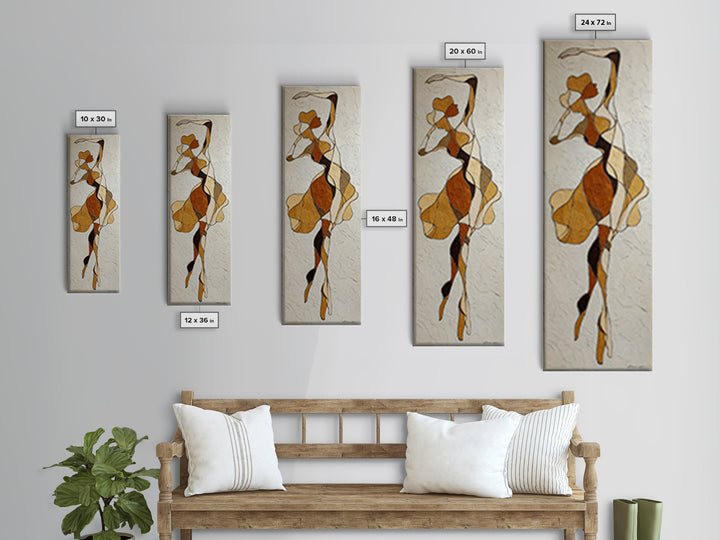 Continuous Line Dancer Framed Canvas Print, Line Art, Decor, Living Room Decor, Fine Art, Line, Living Room Wall Art, LIN-1x3-91