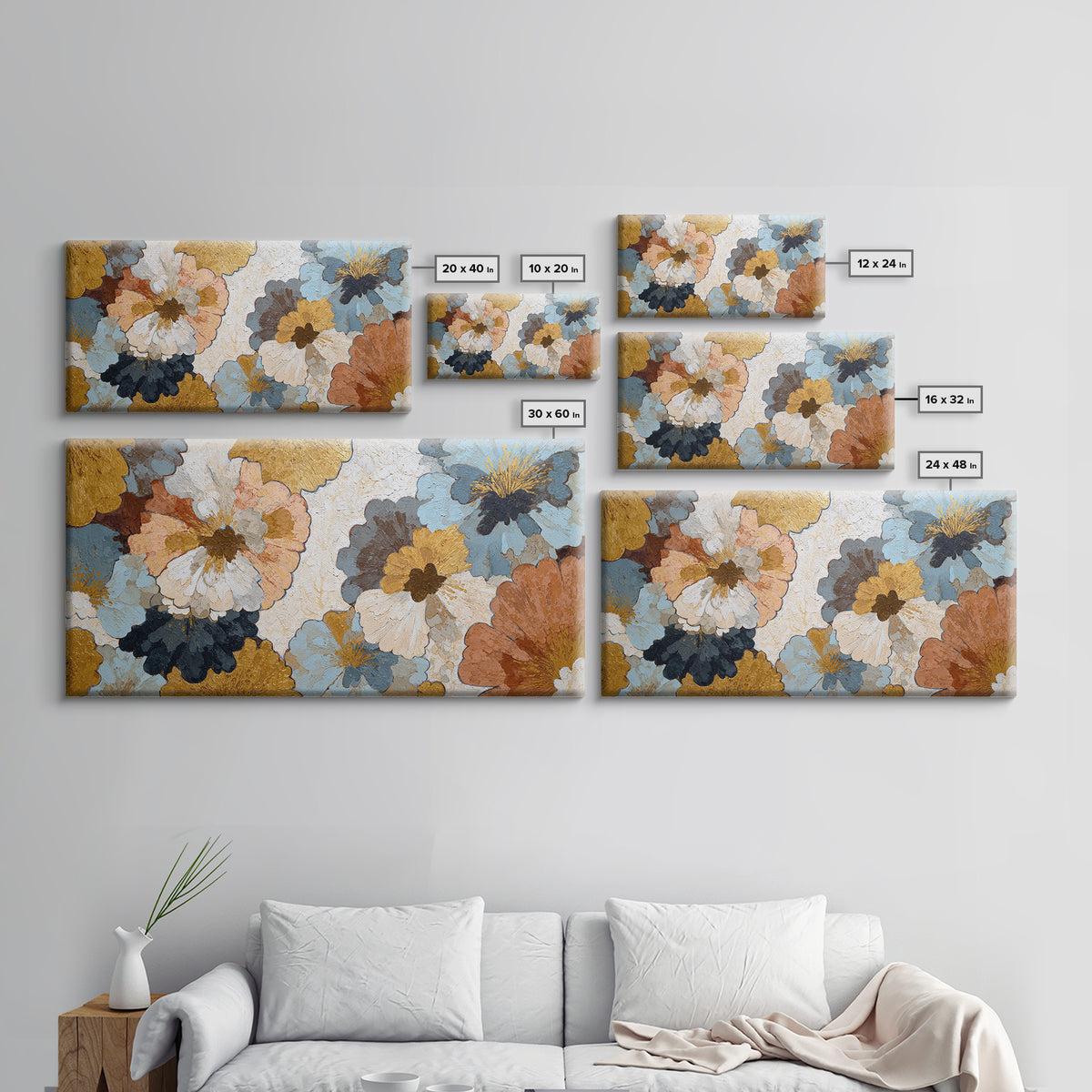 Face and Flower Blended into One Contour Framed Canvas Print, Line Art, Portrait from Photo, Living Room Decor, Oil Painting, LIN-2x1-100