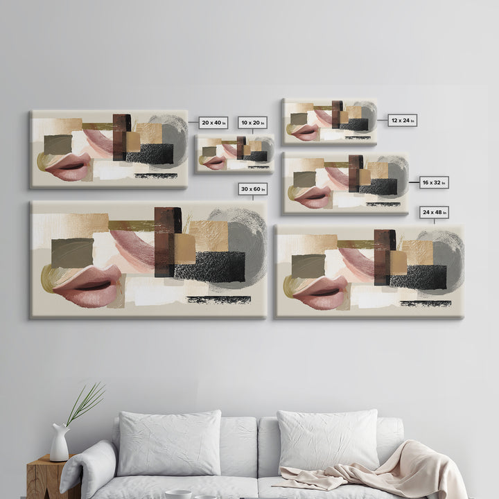 Abstract Lips and Hand Fashion Sketch Framed Canvas Print, Line Art, Contemporary Art, Living Room Decor, Abstract Art, Line, LIN-2x1-14