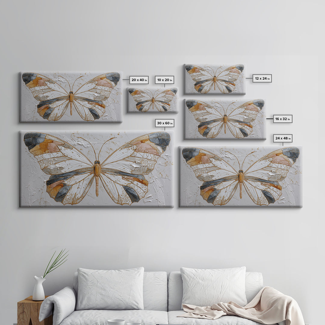 Line Art Butterfly Framed Canvas Print, Line Art, Wall Art, Living Room Decor, Abstract Art, Line, Wall Art Print, LIN-2x1-18