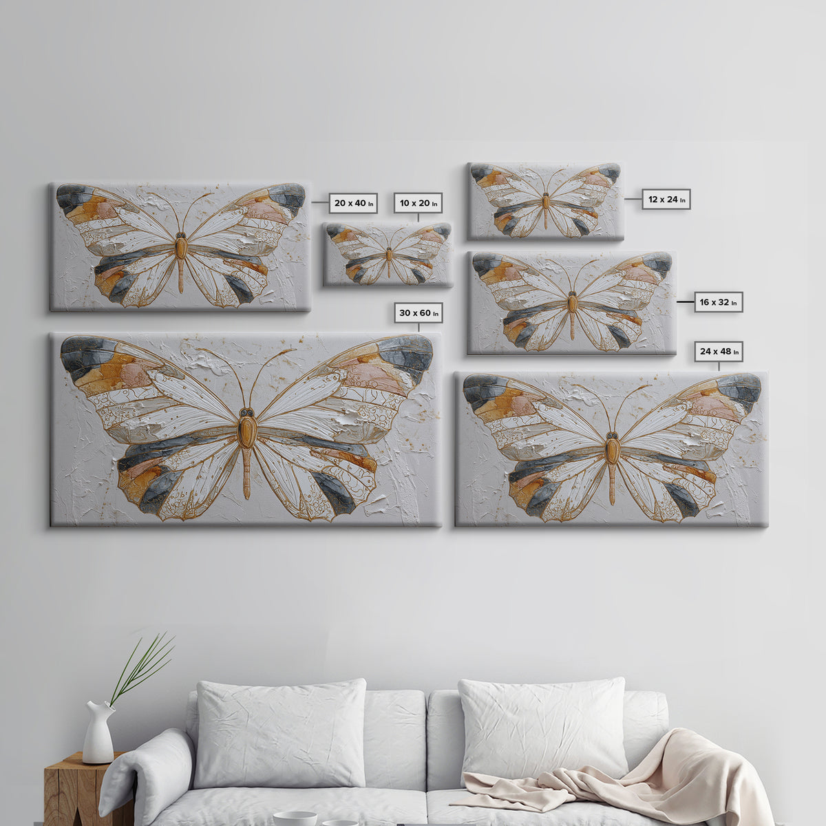 Line Art Butterfly Framed Canvas Print, Line Art, Wall Art, Living Room Decor, Abstract Art, Line, Wall Art Print, LIN-2x1-18