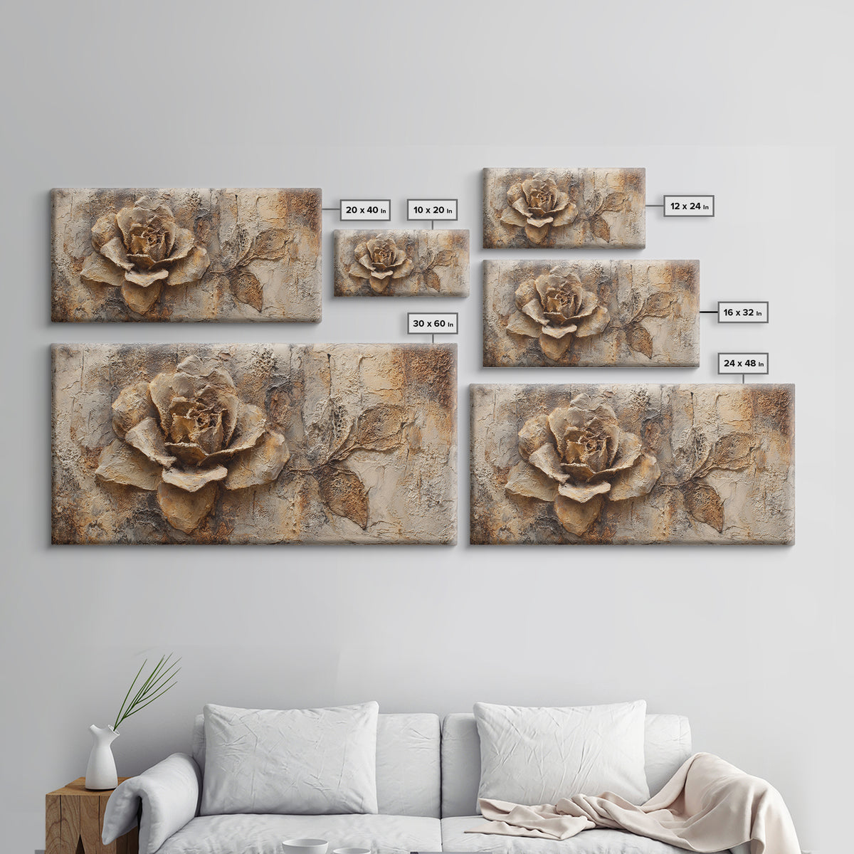 Face and Flower Blended into One Contour Framed Canvas Print, Line Art, Wall Art, Living Room Decor, Watercolor Art, Line, LIN-2x1-28