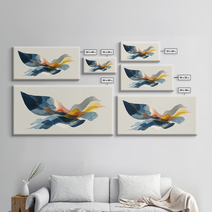 Minimal Angel Wing Contour Canvas Print, Line Art, Wall Art Print, Living Room Decor, Abstract Art, Line, Gallery Wall Set, LIN-2x1-41