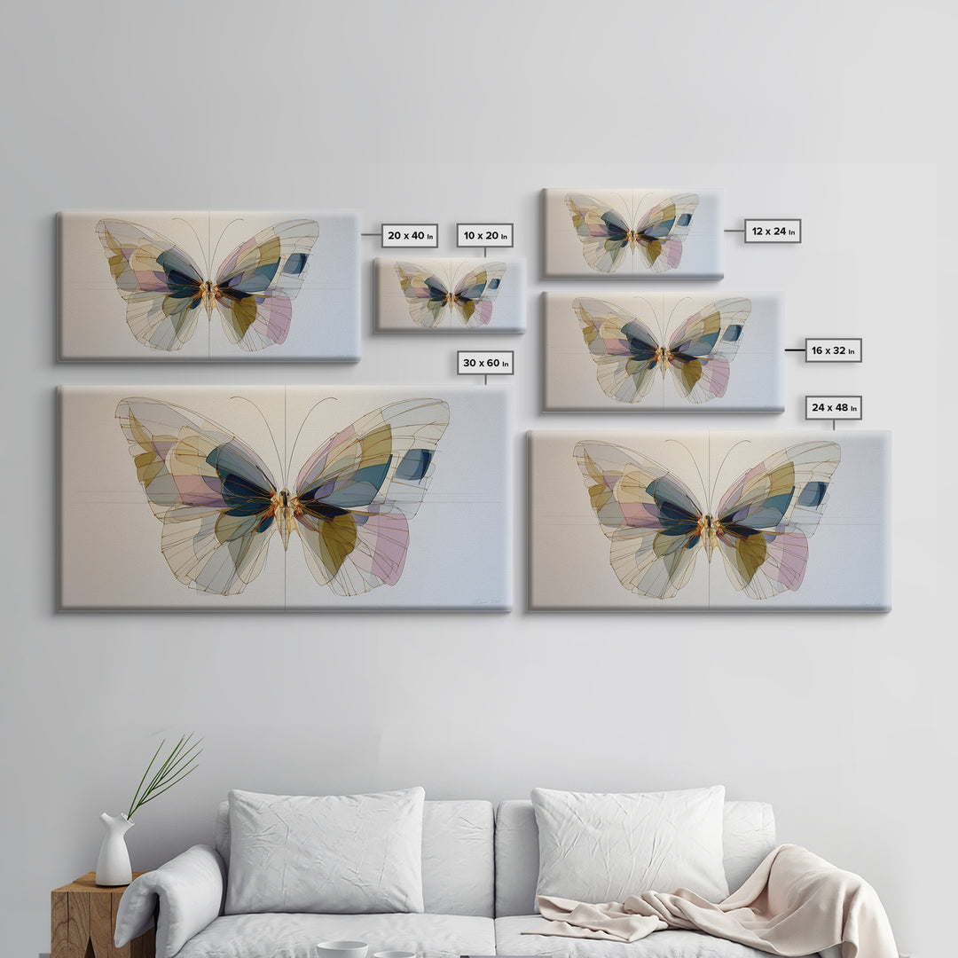 Line Art Butterfly Framed Canvas Print, Line Art, Wall Art, Living Room Decor, Abstract Art, Line, Wall Art Print, LIN-2x1-42