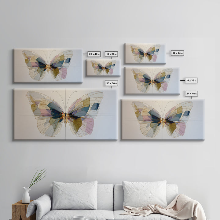 Line Art Butterfly Framed Canvas Print, Line Art, Wall Art, Living Room Decor, Abstract Art, Line, Wall Art Print, LIN-2x1-42