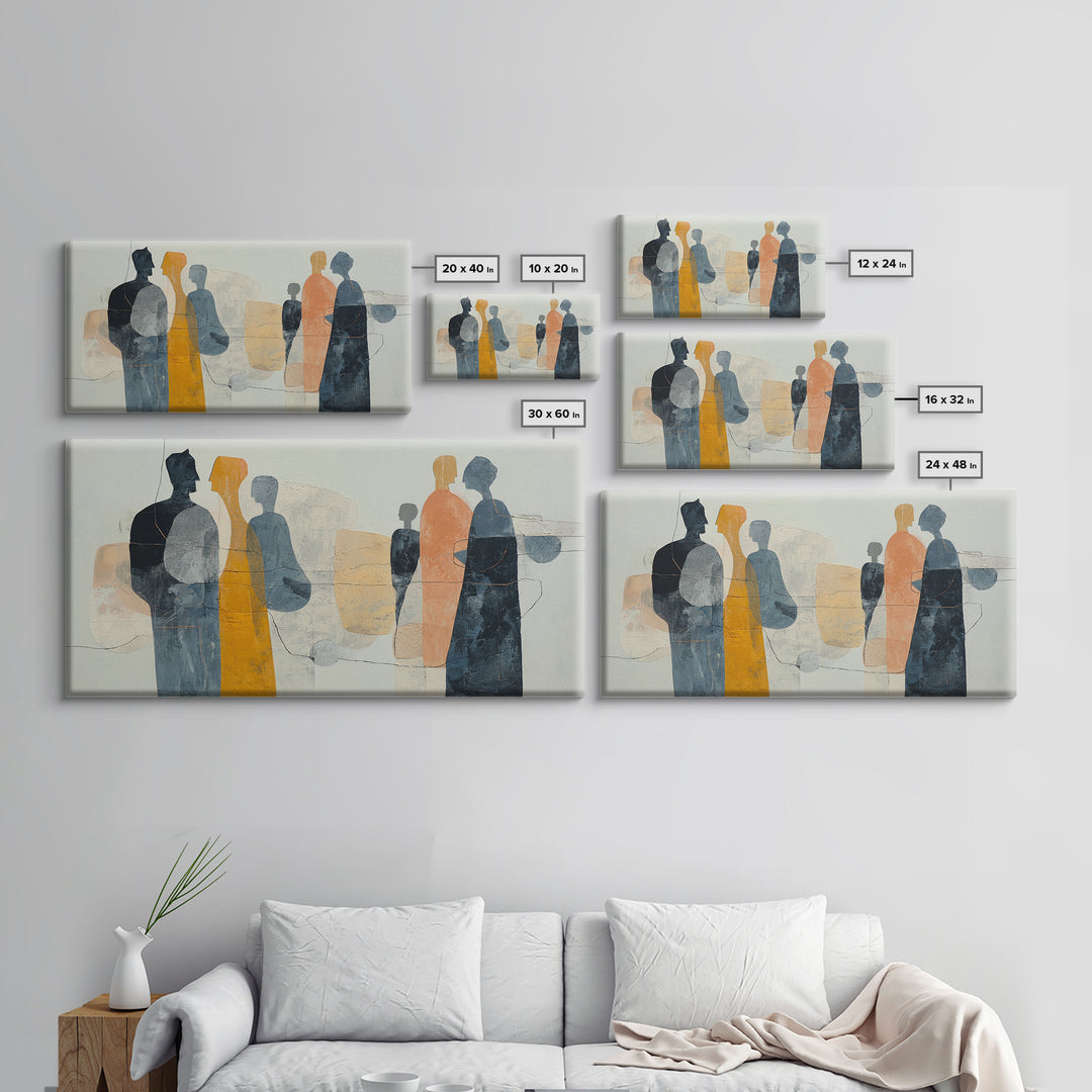 Abstract Family Figures Canvas Print, Line Art, Minimalist Decor, Living Room Decor, Line, Boho Wall Art, Wall Art Print, LIN-2x1-44
