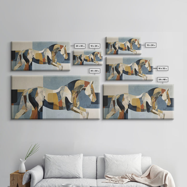 Abstract Horse Formed from Graceful Contour Canvas Print, Line Art, Custom Portrait, Living Room Decor, Abstract Art, Line, LIN-2x1-48