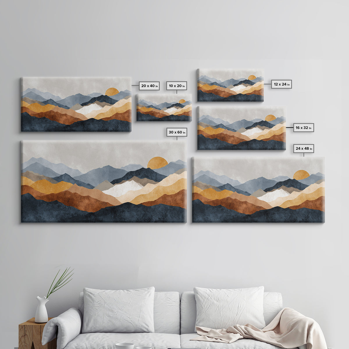 Black Line Mountains Canvas Print, Line Art, Canvas Art, Living Room Decor, Fine Art, Line, Jesus Wall Art, Gallery Wall Art, LIN-2x1-54