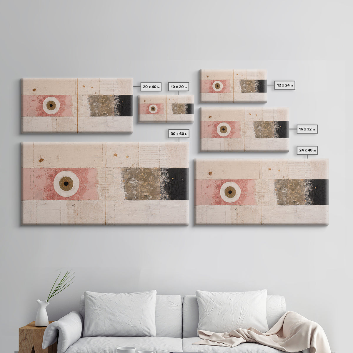 Minimal Eyes and Nose Composition Canvas Print, Line Art, Printable Art, Living Room Decor, Abstract Art, Line, LIN-2x1-58