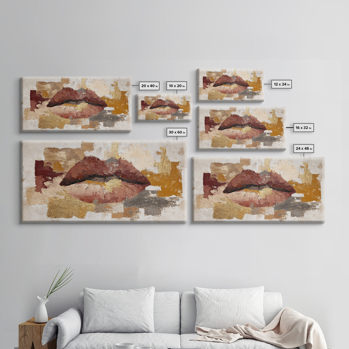 Abstract Lips and Hand Fashion Sketch Canvas Print, Line Art, Custom Portrait, Living Room Decor, Abstract Art, Line, LIN-2x1-62